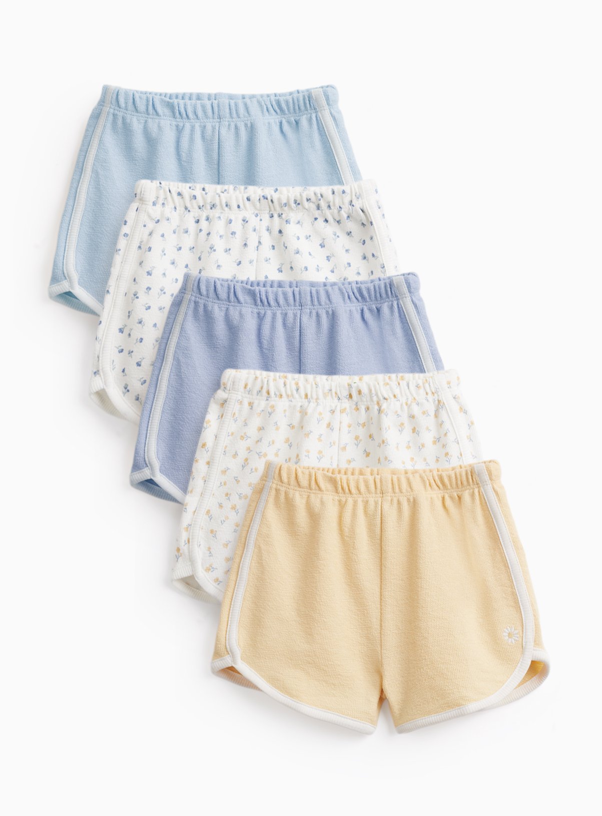 Blue & Floral Print Retro Style Shorts 5 Pack 9-12 months