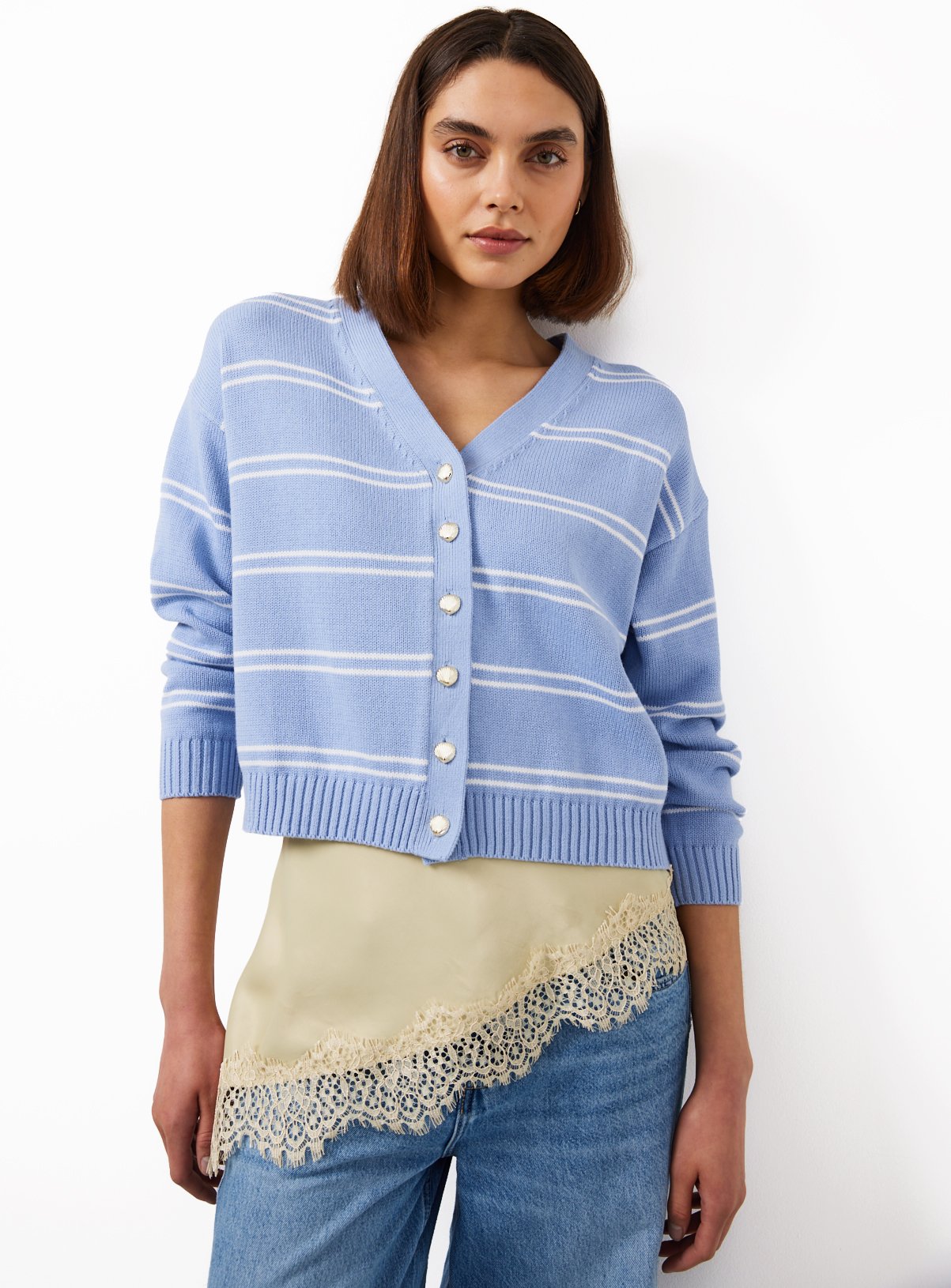 Stripe Boxy Fit Cardigan 