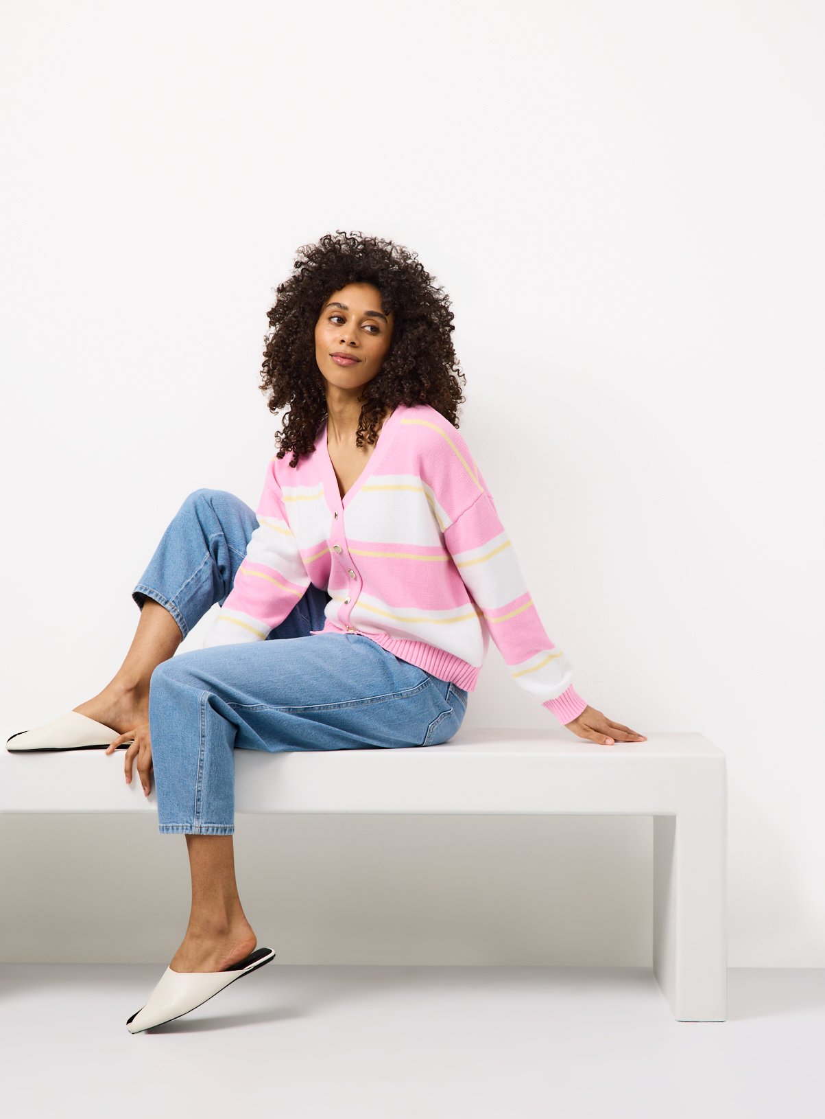 Stripe Boxy Fit Cardigan 