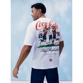White Coca Cola Football Graphic T-Shirt