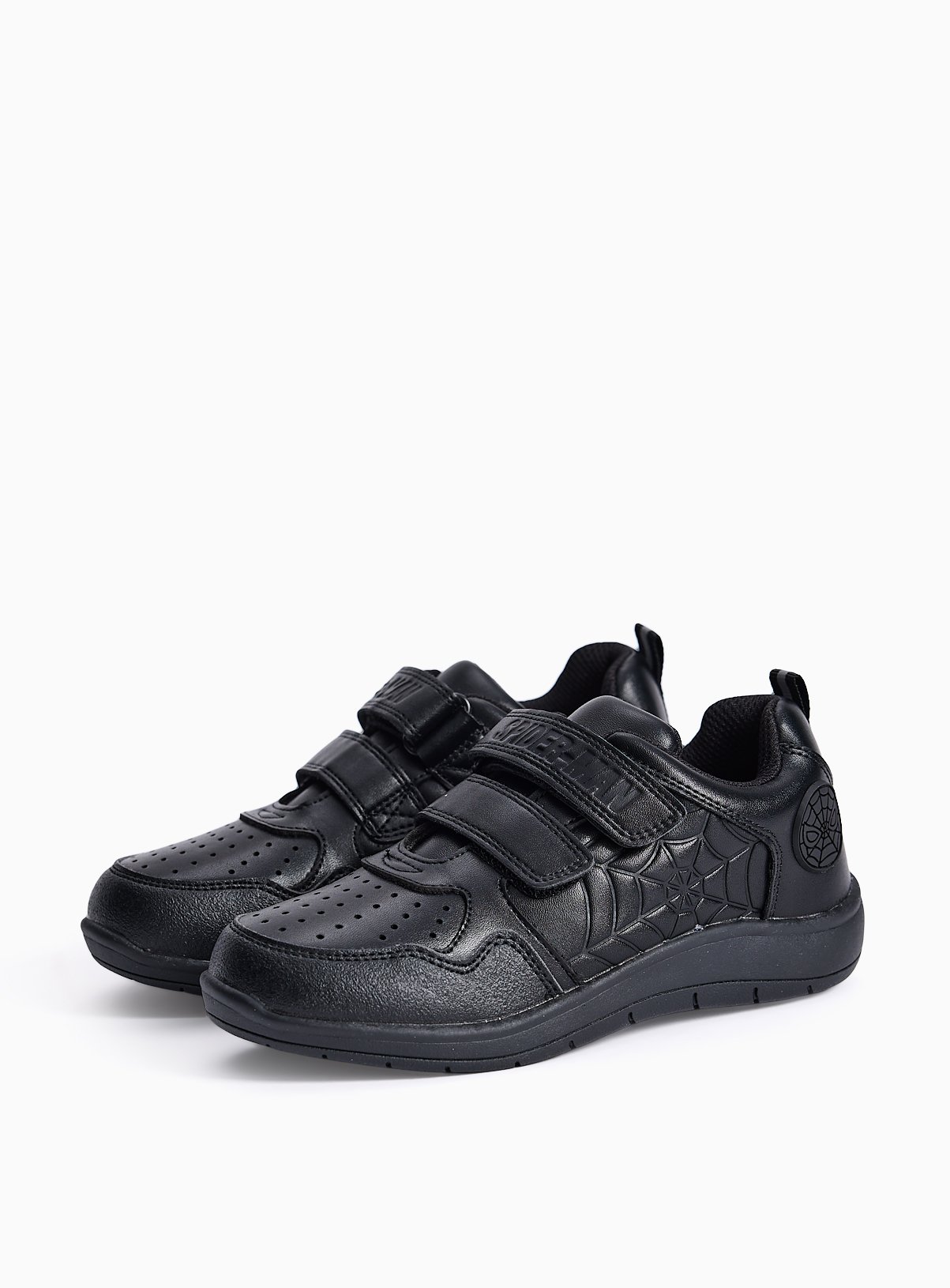 Black Spider-Man Twin Strap School Shoes 