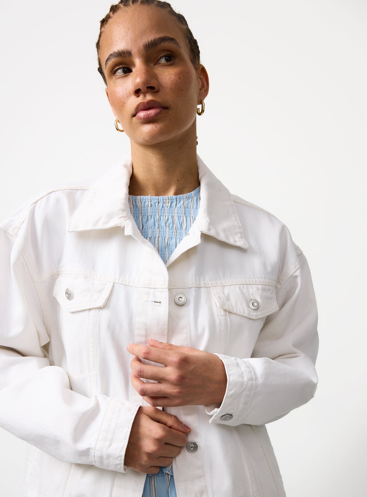White Oversized Trucker Jacket 20