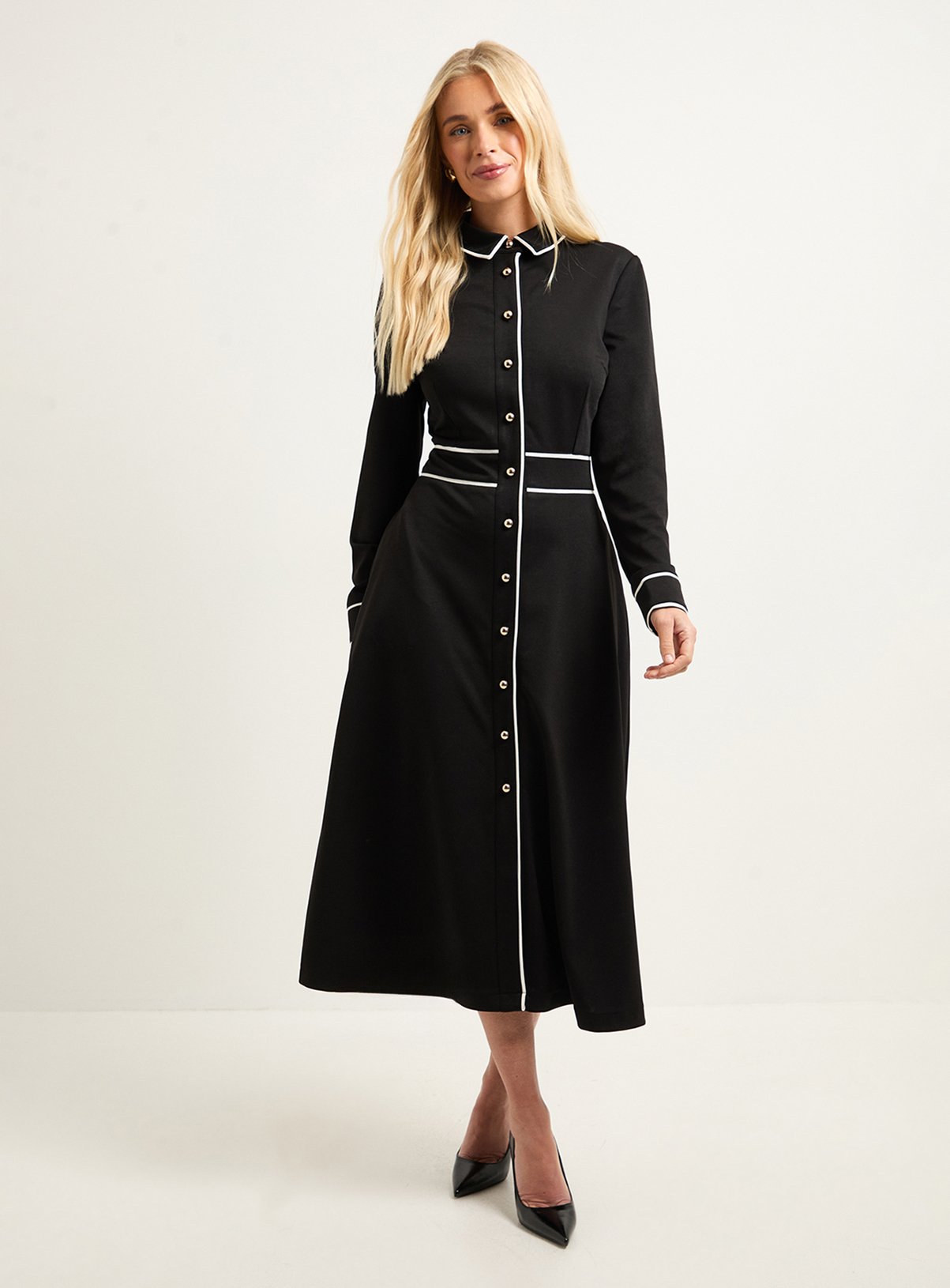 WALLIS Petite Ponte Piping Detail Midi Dress 20