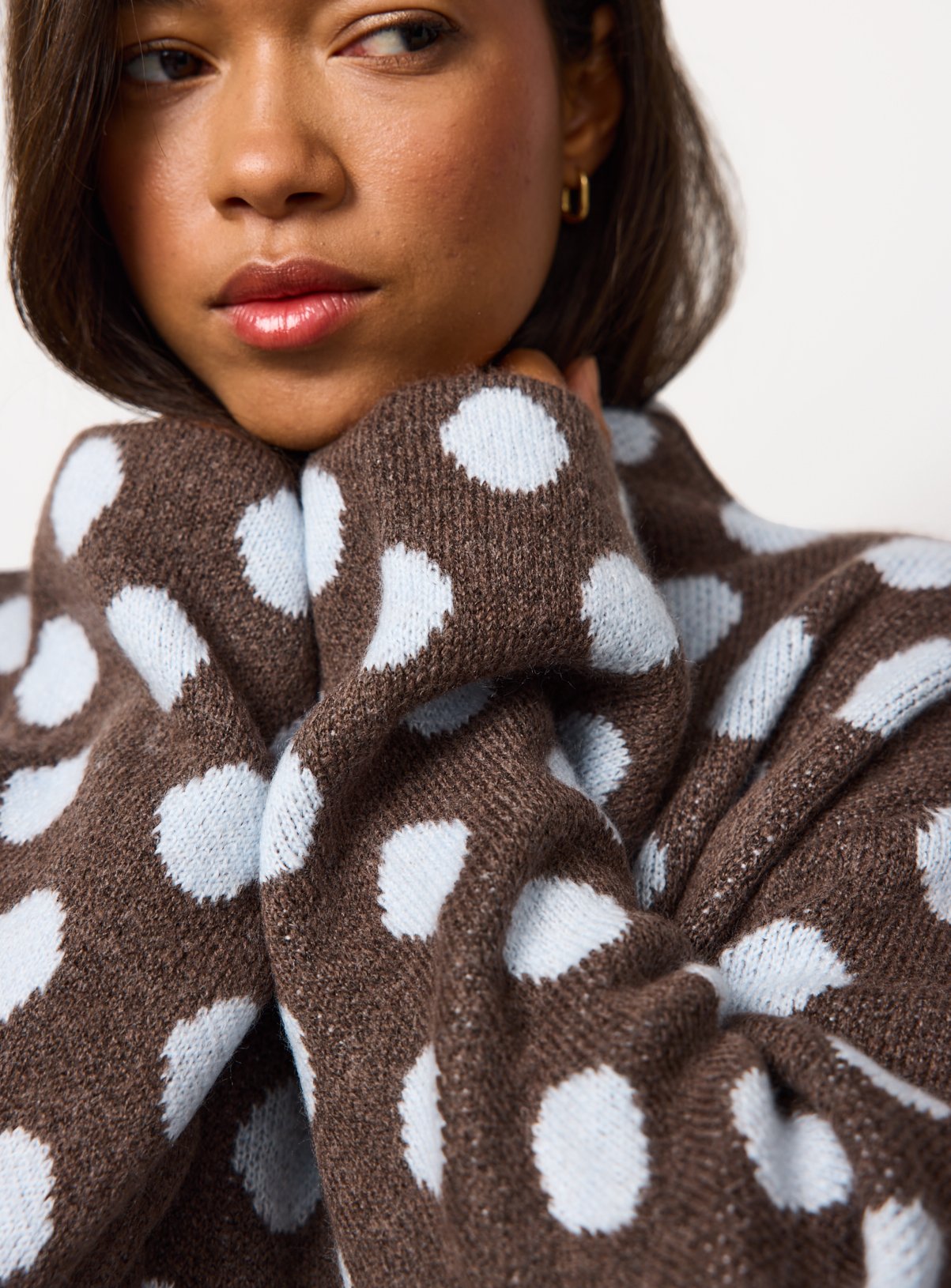 High Neck Spot Print Jumper