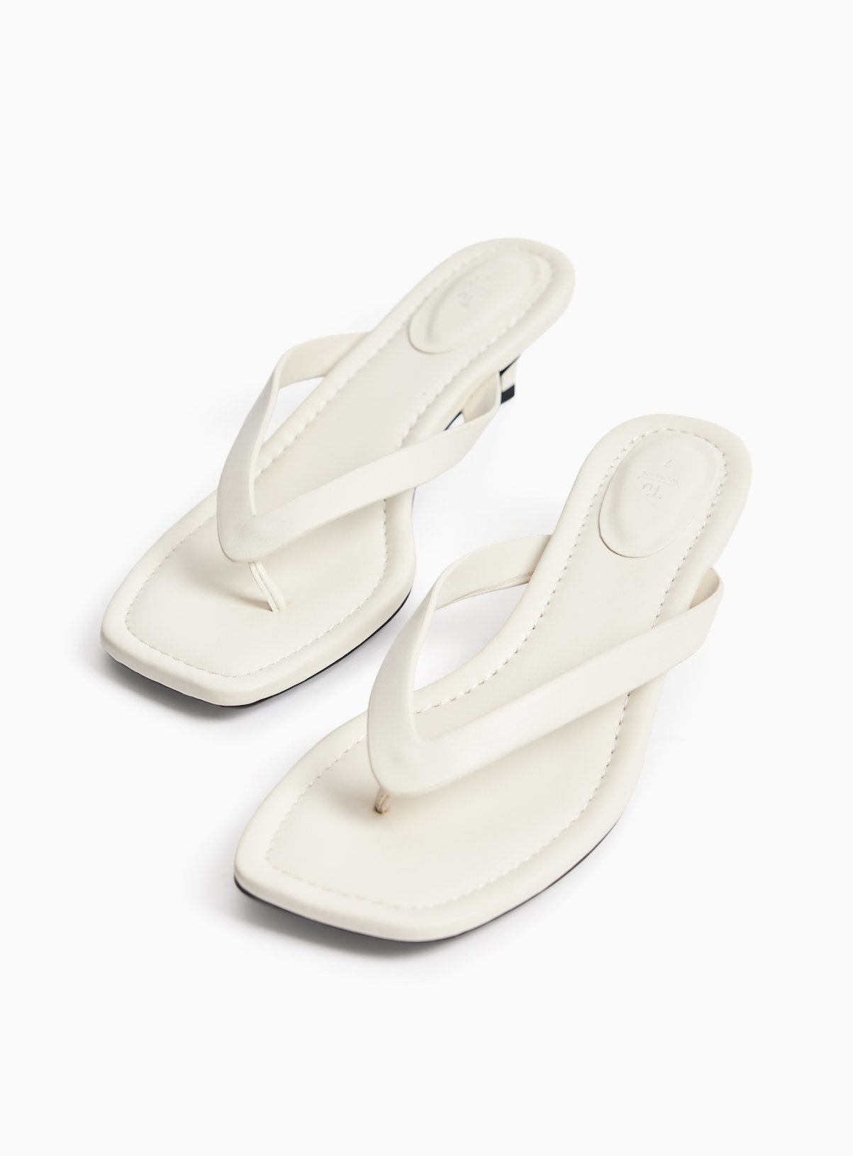 Stone Heeled Toe Post Sandals 