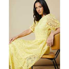OASIS Lace Puff Sleeve Midaxi Dress