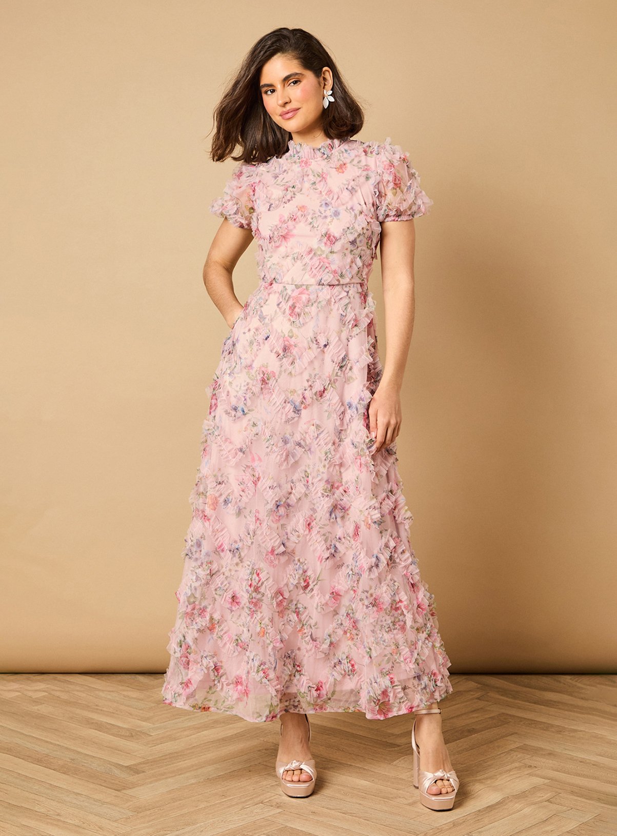 OASIS Printed Textured Maxi Dress 