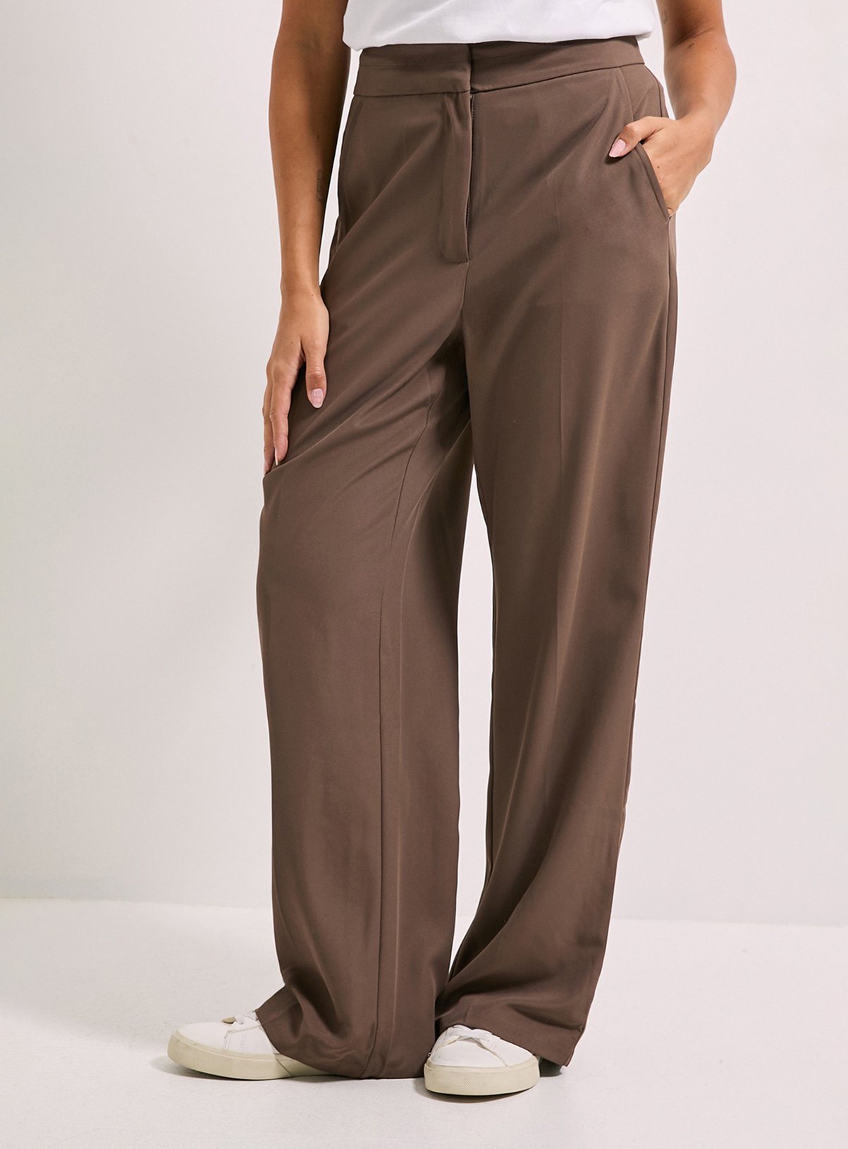 DOROTHY PERKINS Stitch Waistband Straight Leg Trouser Brown 16
