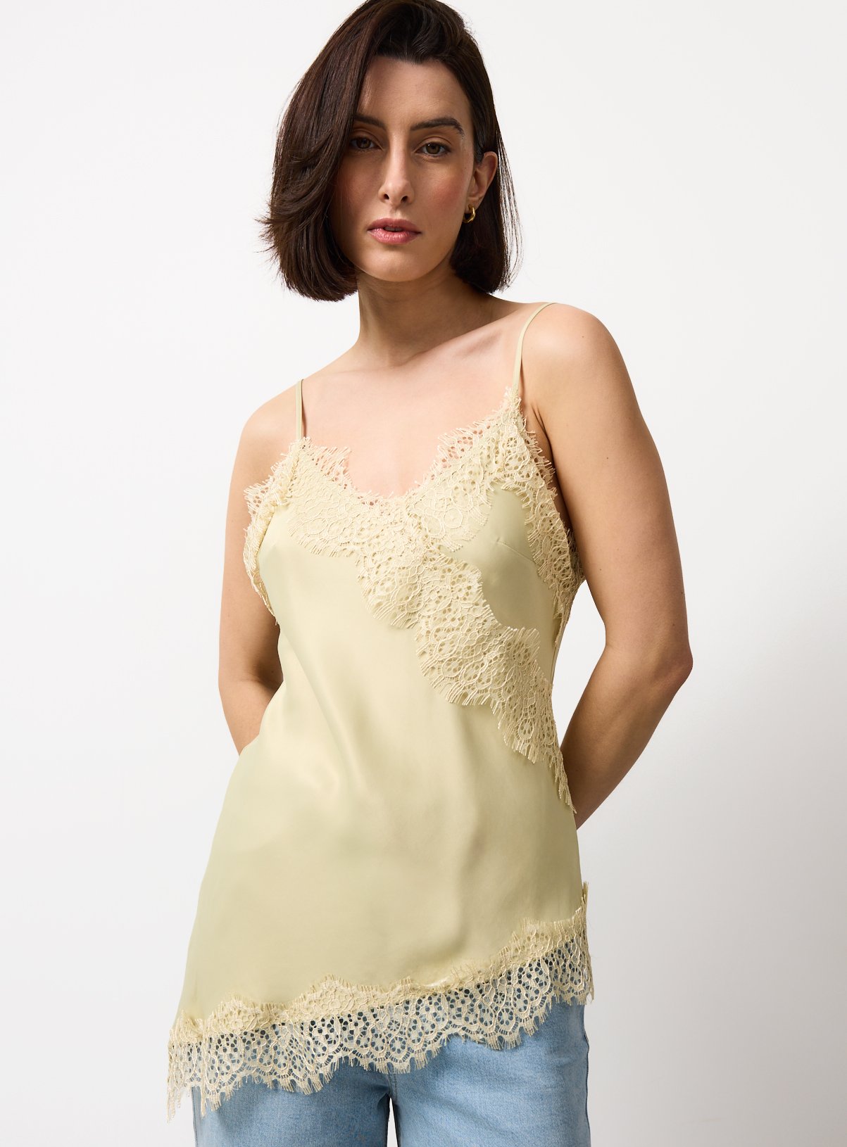 Pale Green Lace Trim Camisole Top 6