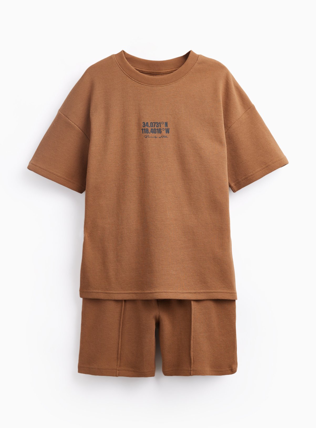 Brown Graphic Print T-Shirt & Shorts Set 9 years