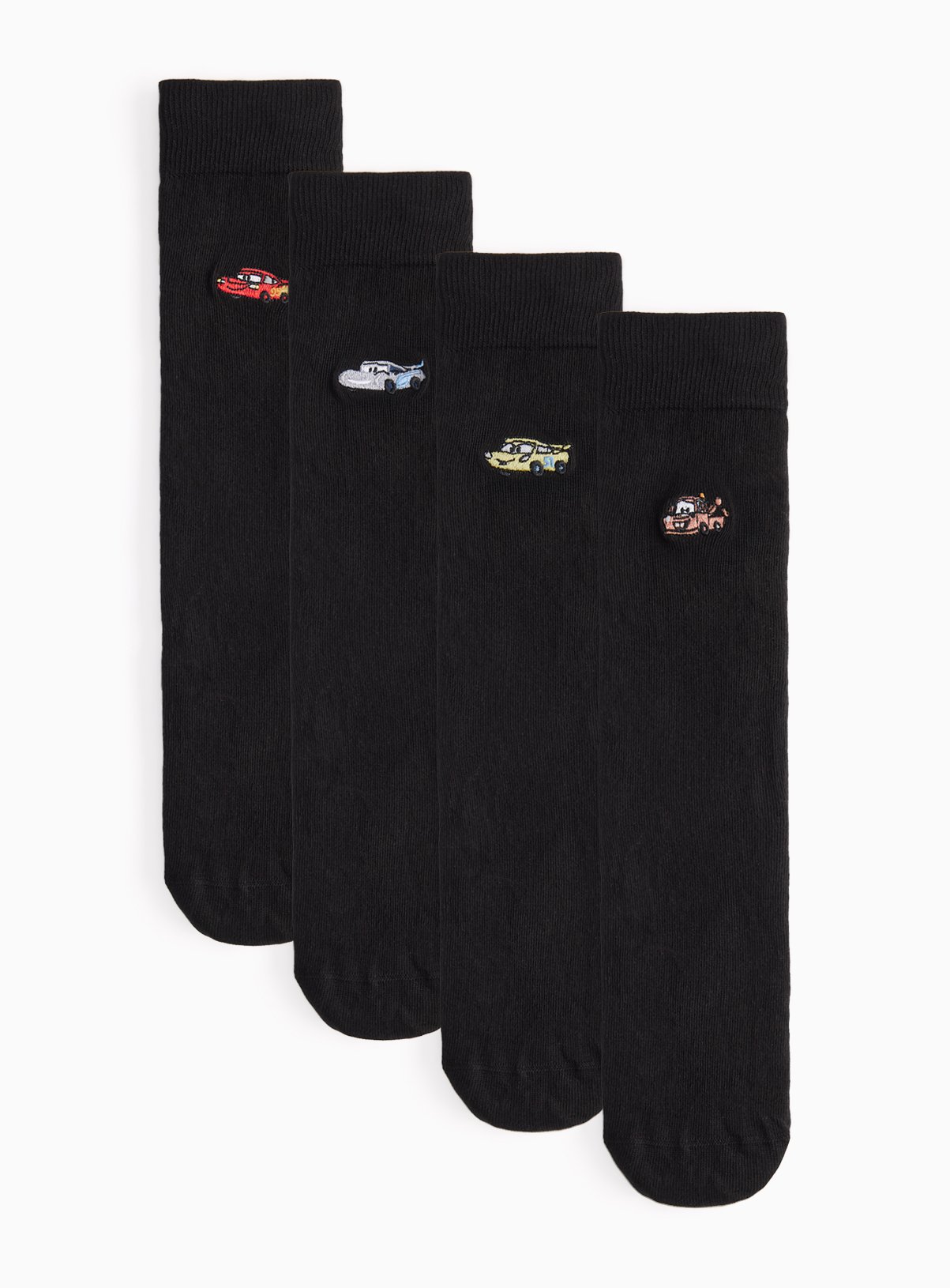 Black Cars Lightning McQueen Embroidered Ankle Socks 4 Pack