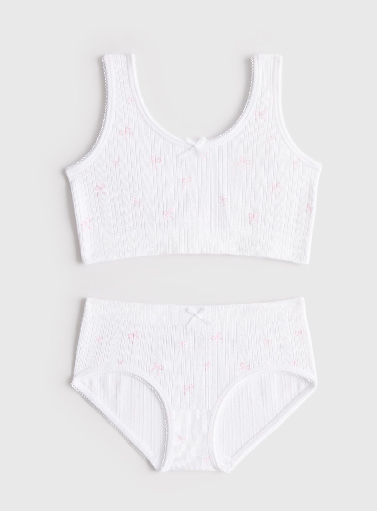 White Bow Print Vest & Knickers Set 