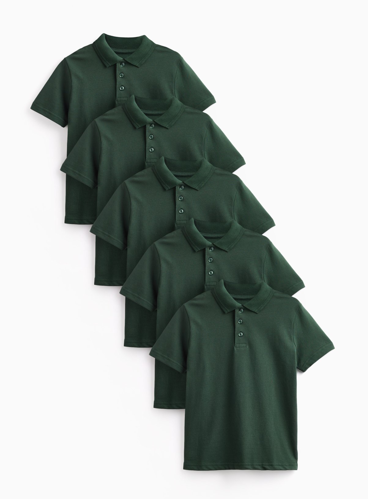 Green Unisex Polo Shirts 5 Pack 9 years