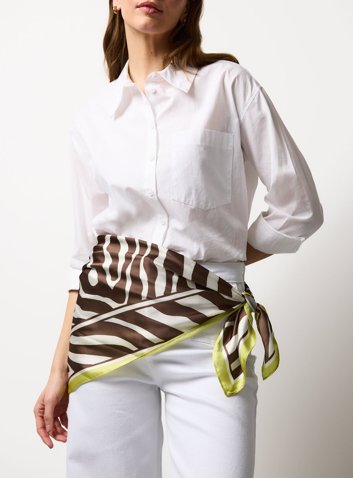 Cream Zebra Print Satin Scarf One Size