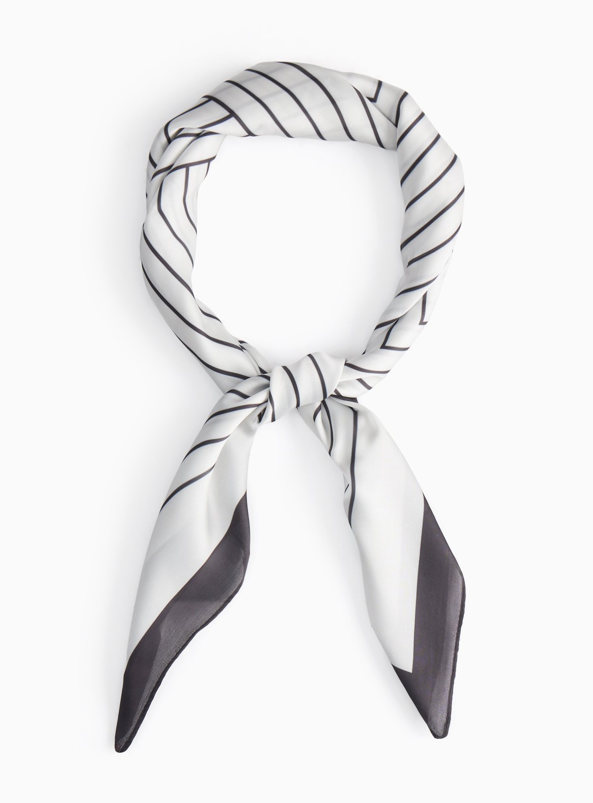 Mono Linear Print Satin Scarf One Size