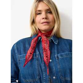 Red Paisley Print Skinny Scarf One Size
