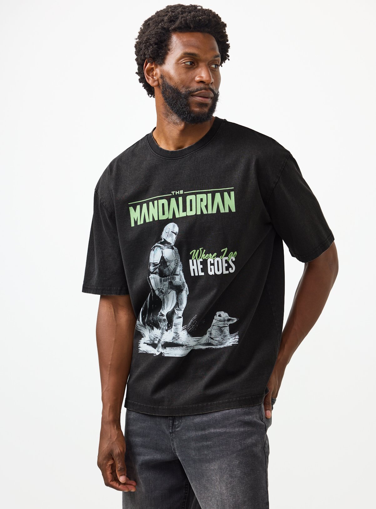Star Wars Mandalorian Where I Go Graphic Print T-Shirt  
