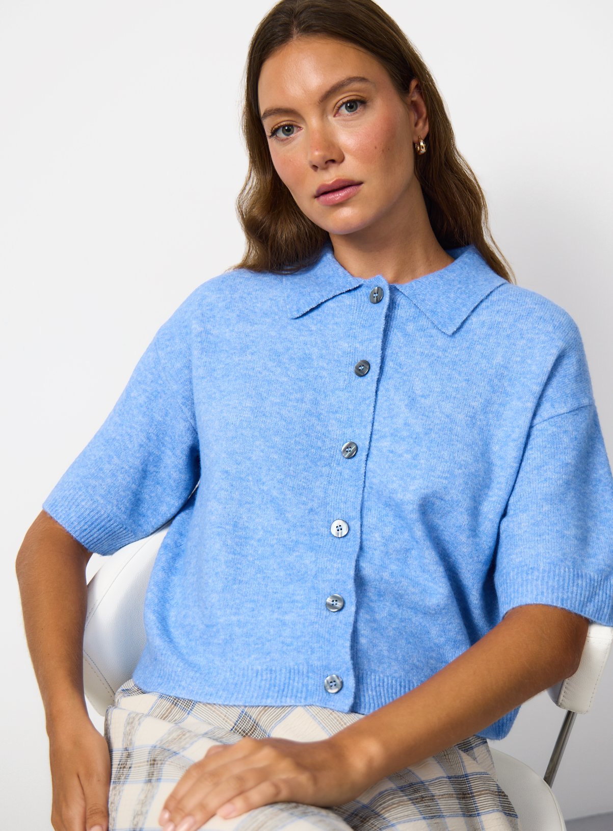 Collared Short Sleeve Cardigan 