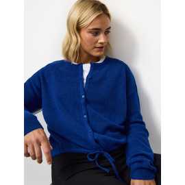 Drawcord Hem Crew Neck Cardigan
