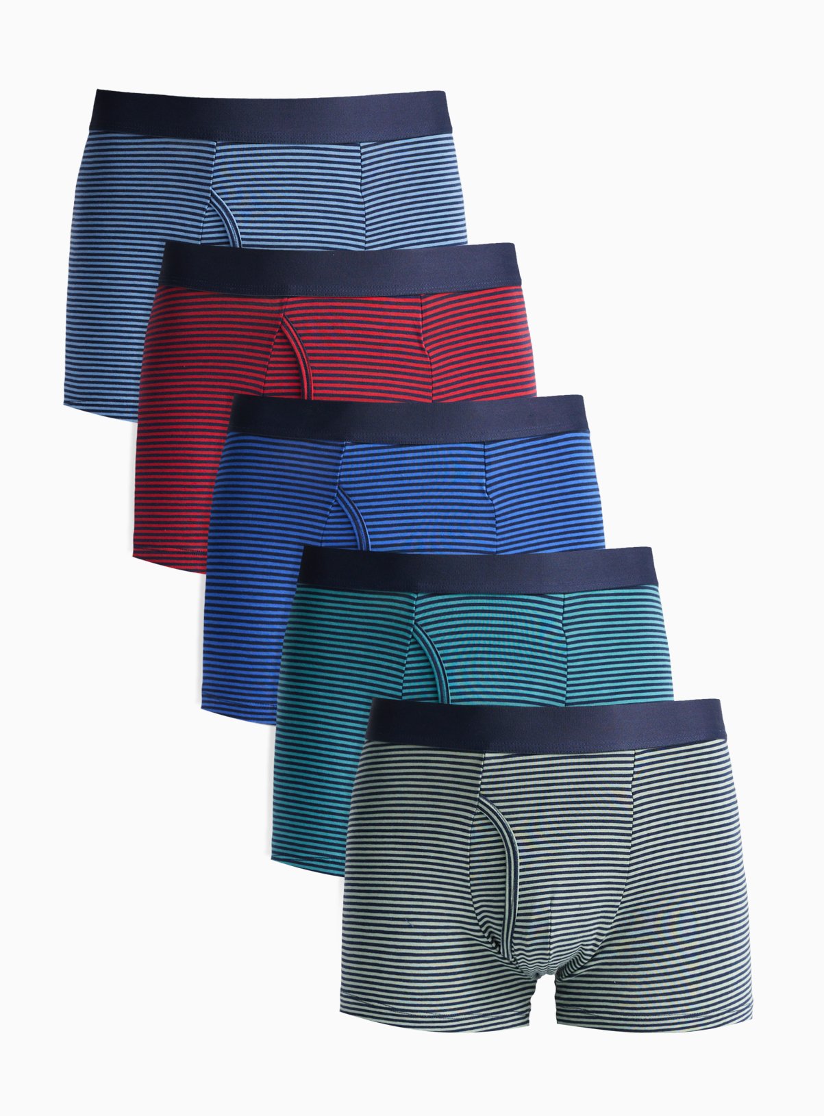 Red & Blue Stripe Print Trunks 5 Pack 