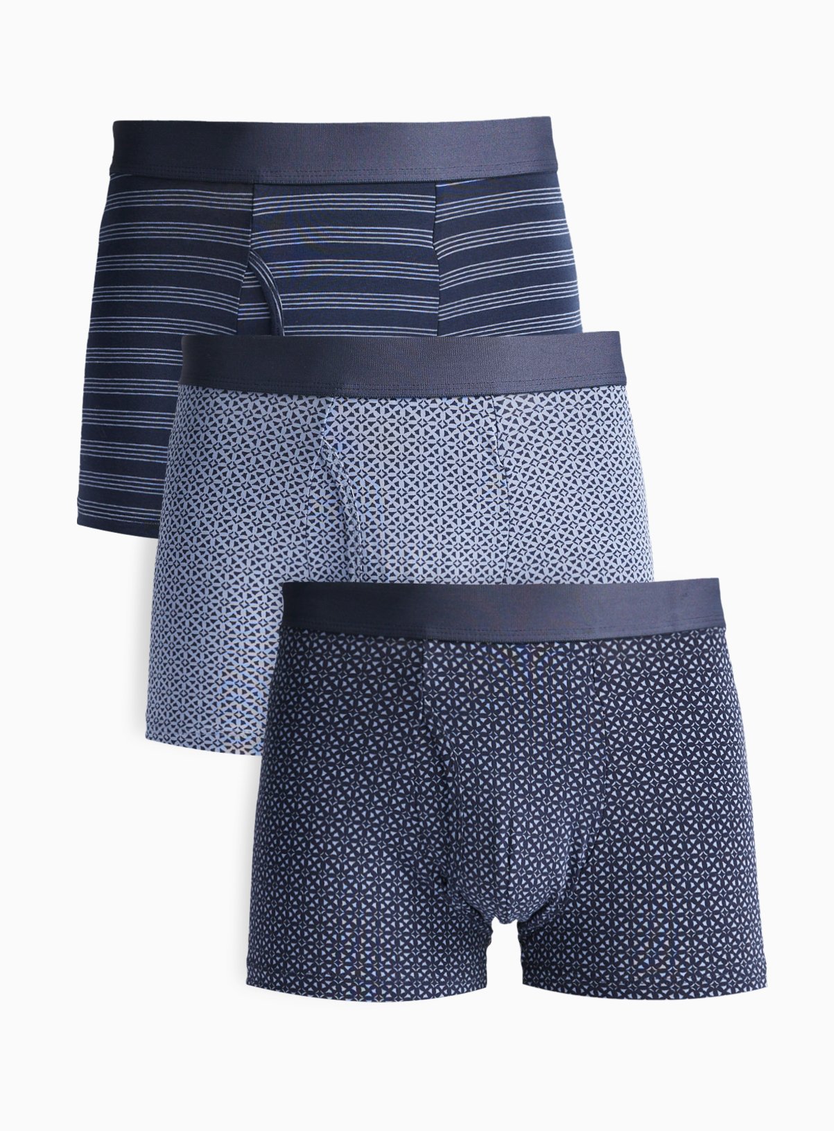Blue Mosaic Print Trunks 3 Pack 