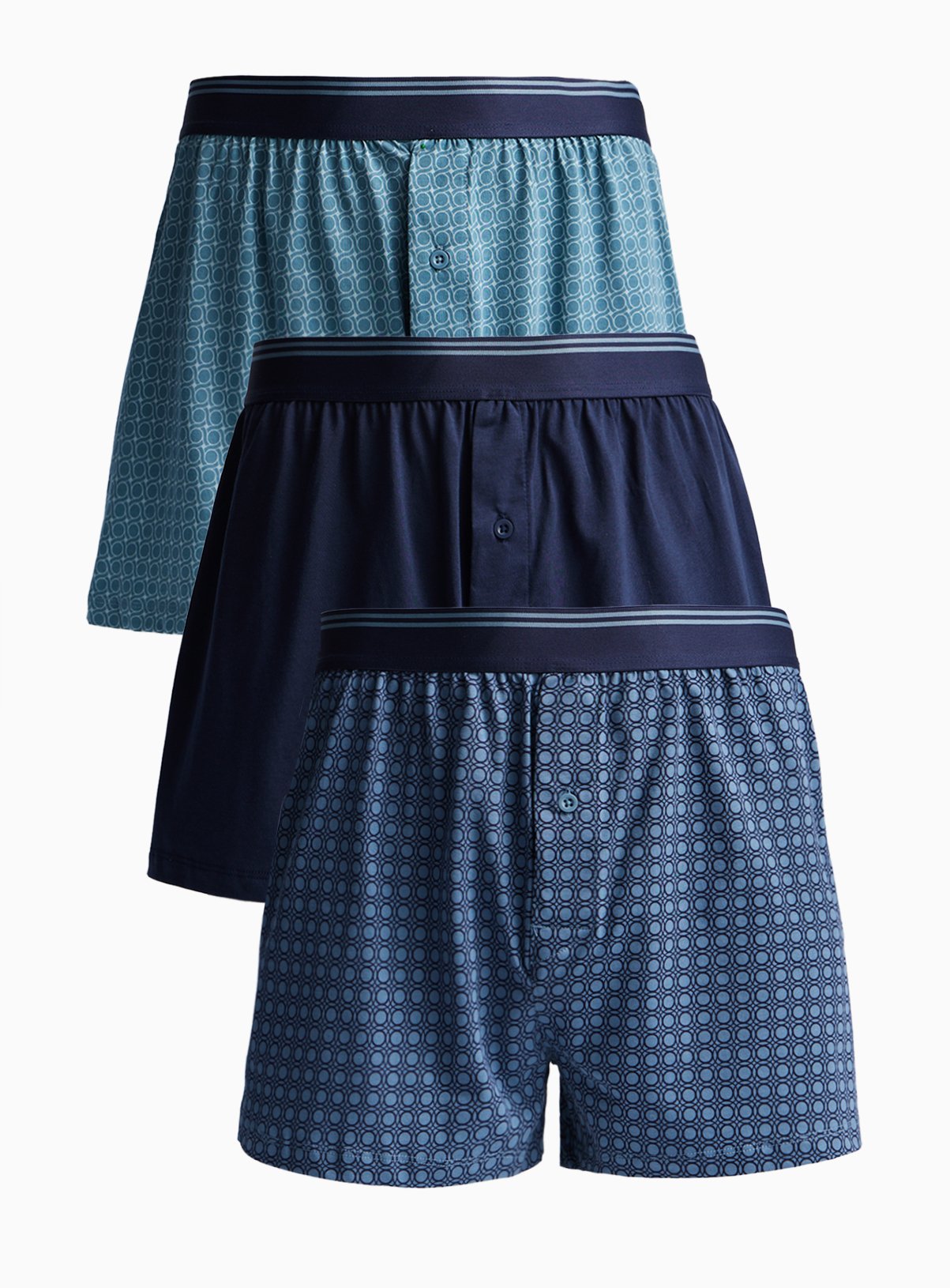 Blue Geo Print Boxers 3 Pack 
