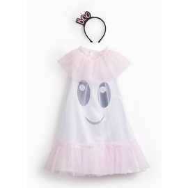 White Tulle Ghost Sleeveless Fancy Dress Costume