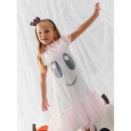 White Tulle Ghost Sleeveless Fancy Dress Costume