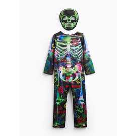 Neon Skeleton All-in-One Fancy Dress Costume