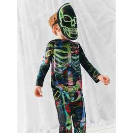 Neon Skeleton All-in-One Fancy Dress Costume