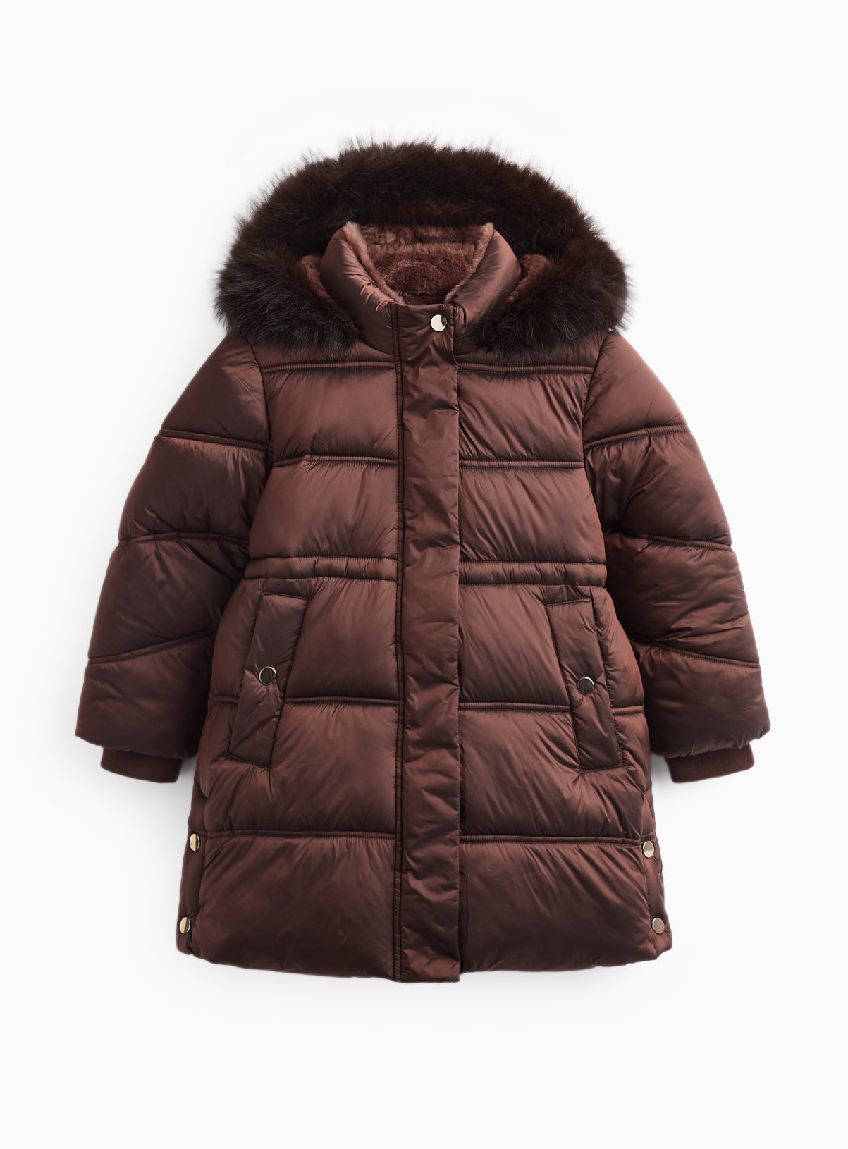 Brown Fur Hood Puffer Coat 