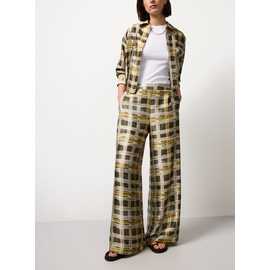 Checked Balloon Ultra Wide Leg Satin Trousers