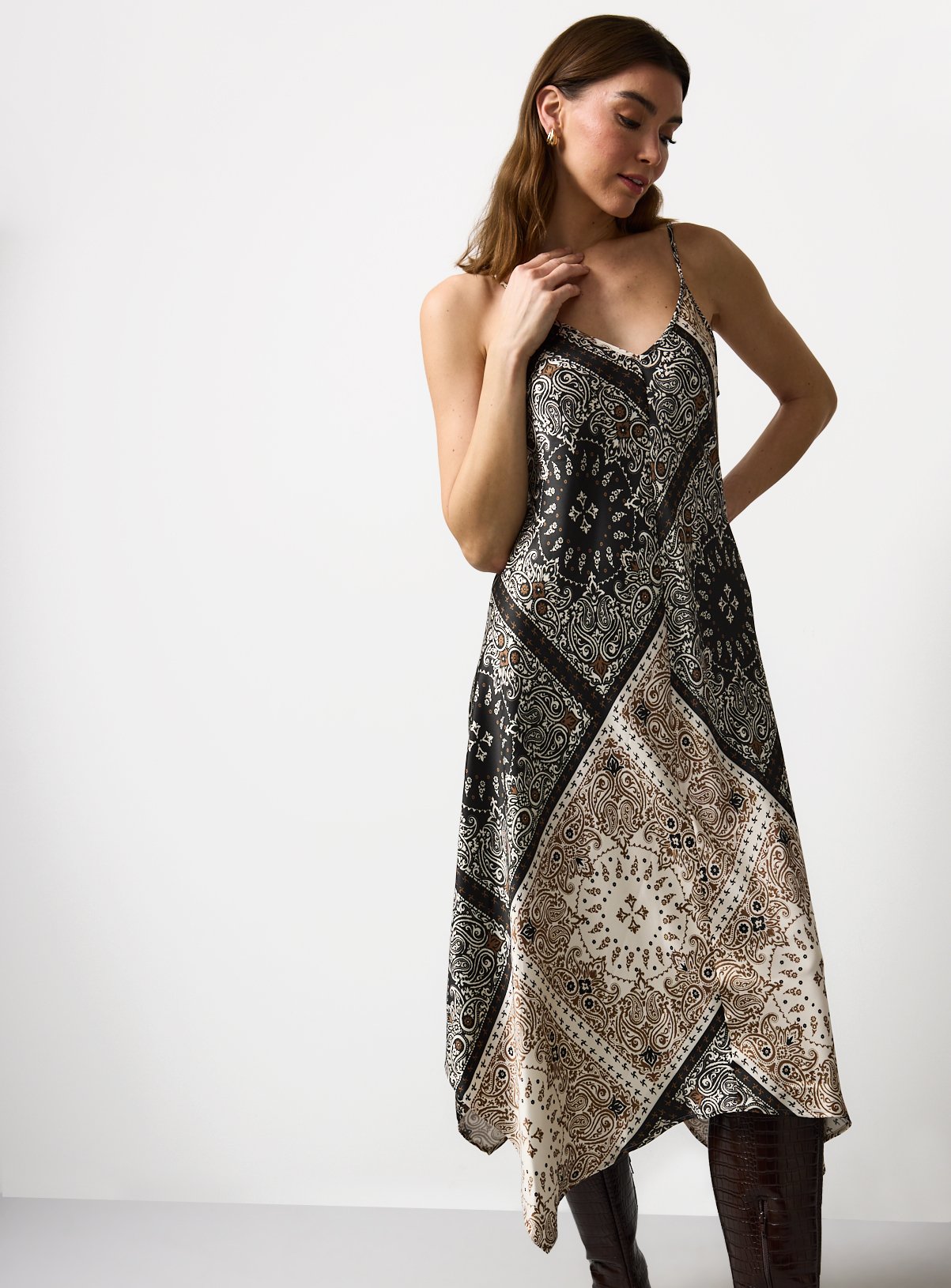 Mono Scarf Print Cami Dress