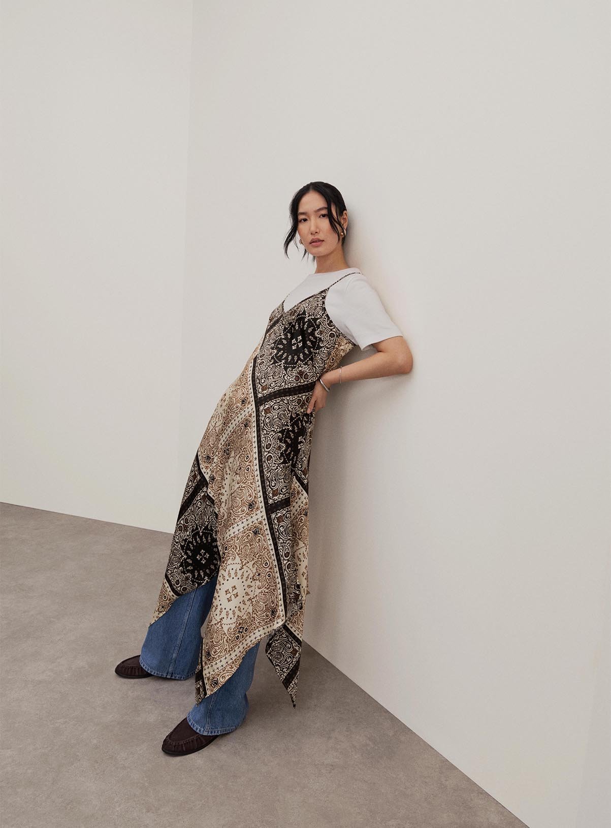 Mono Scarf Print Cami Dress