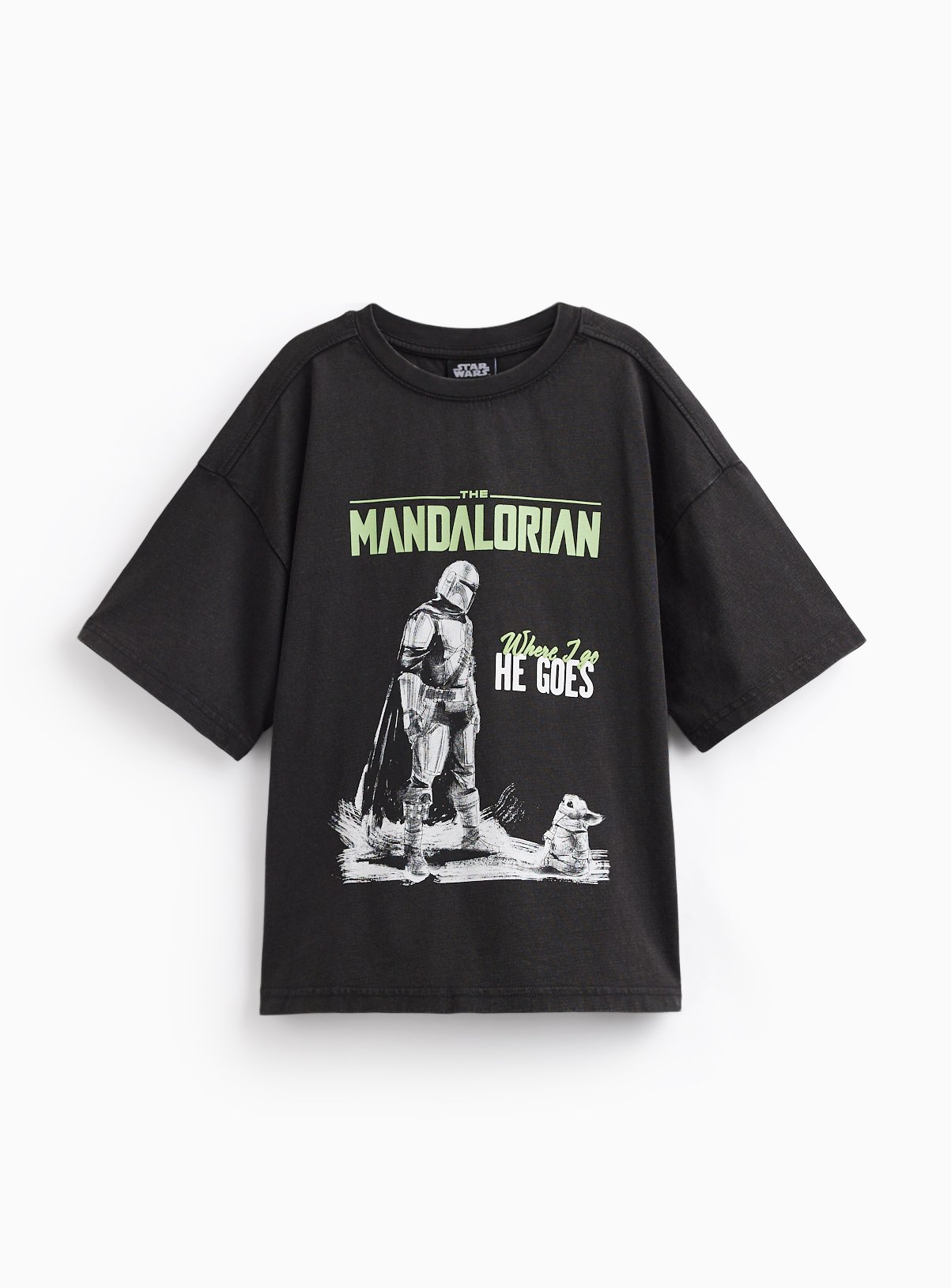 Mini Me Black Star Wars Mandalorian Graphic T-Shirt 5 years