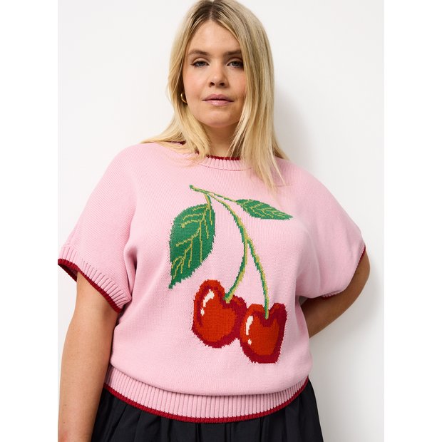Buy Pink Cherry Graphic Knitted T-Shirt L | Tops | Argos
