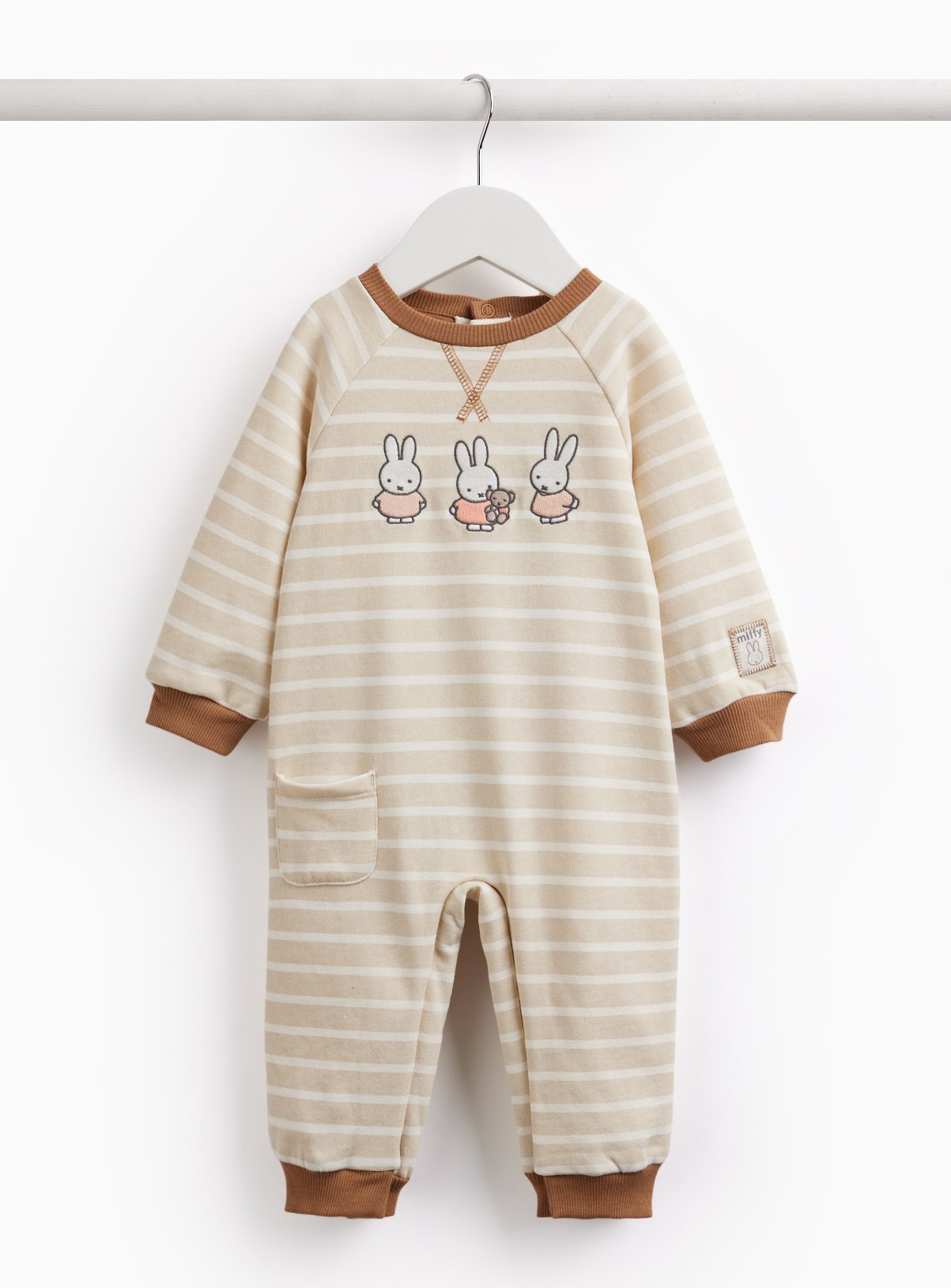 Beige Stripe Miffy Print Romper Up to 3 mths