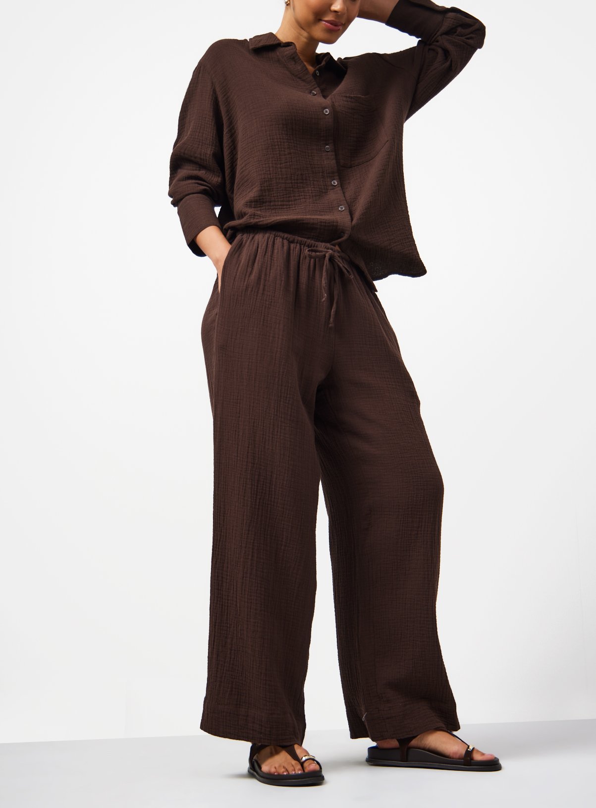 Double Cloth Wide Leg Trousers 