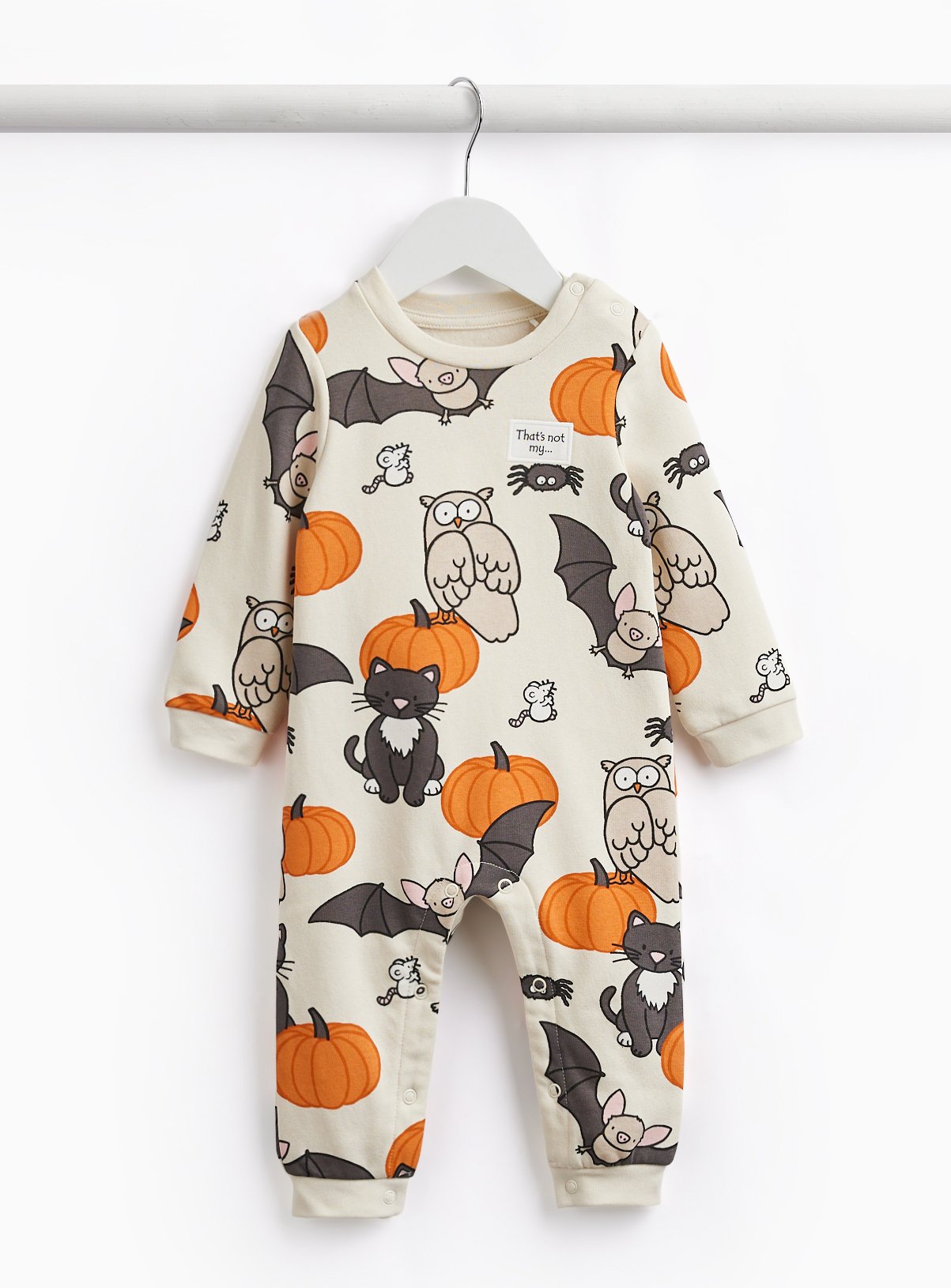 Cream Halloween Pumpkin Print Romper Up to 3 mths