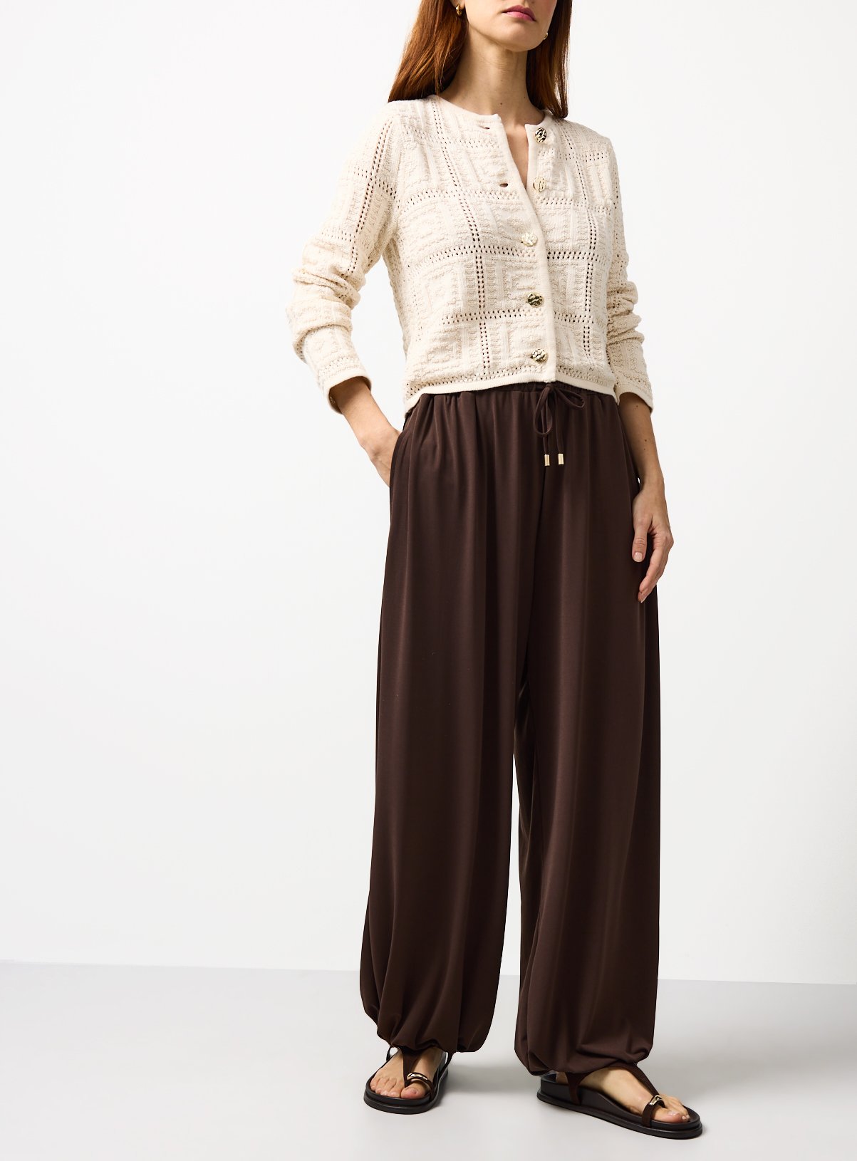 Brown Balloon Fit Jersey Trousers 16