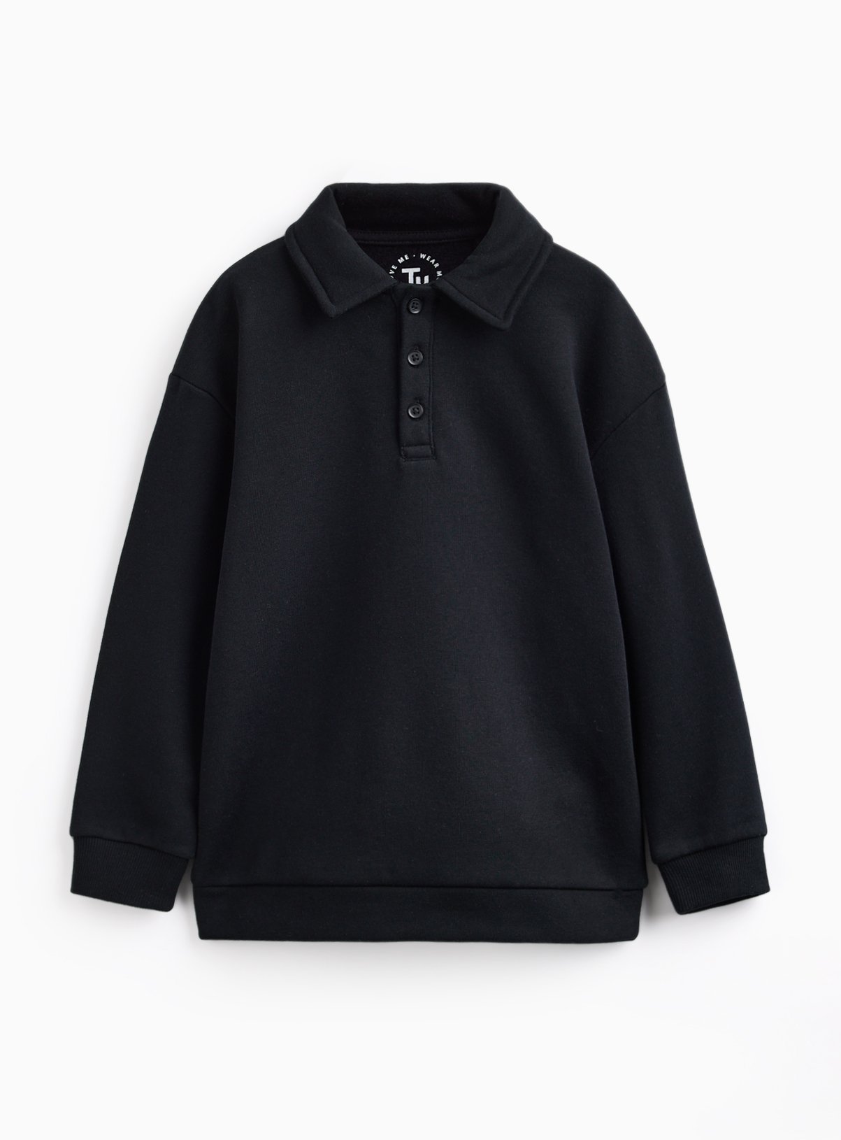 Black Rugby Style Long Sleeve Polo Shirt 8 years