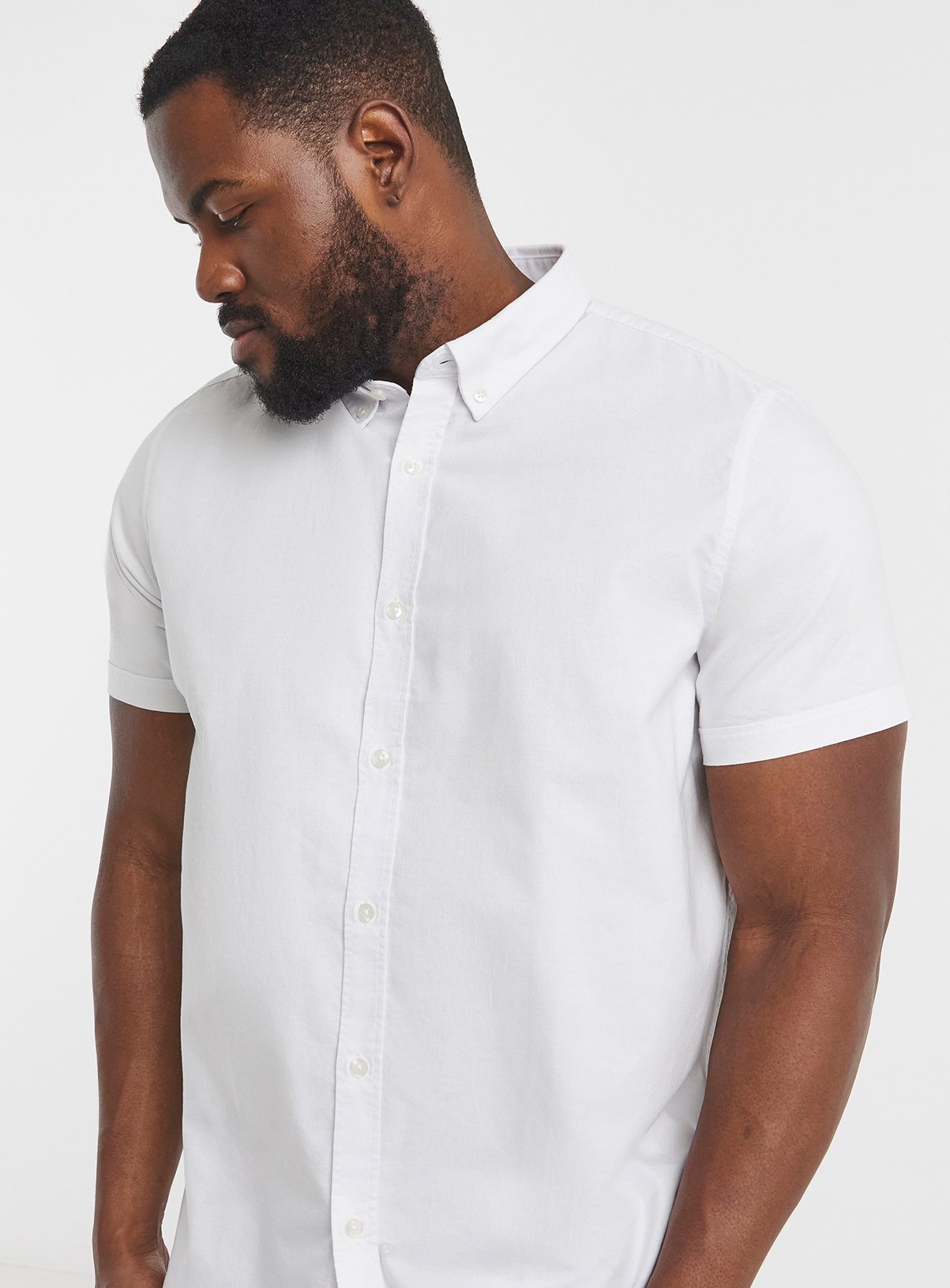 JACAMO Short Sleeve Oxford Shirt Regular White 