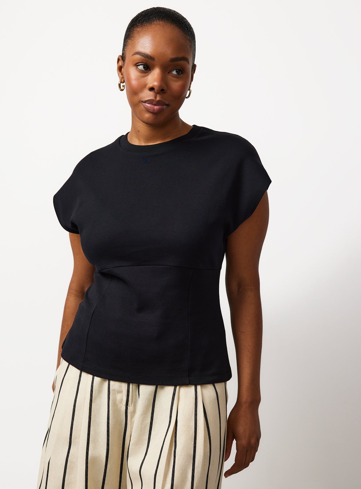 Black Cinched Seam Detail Top 24