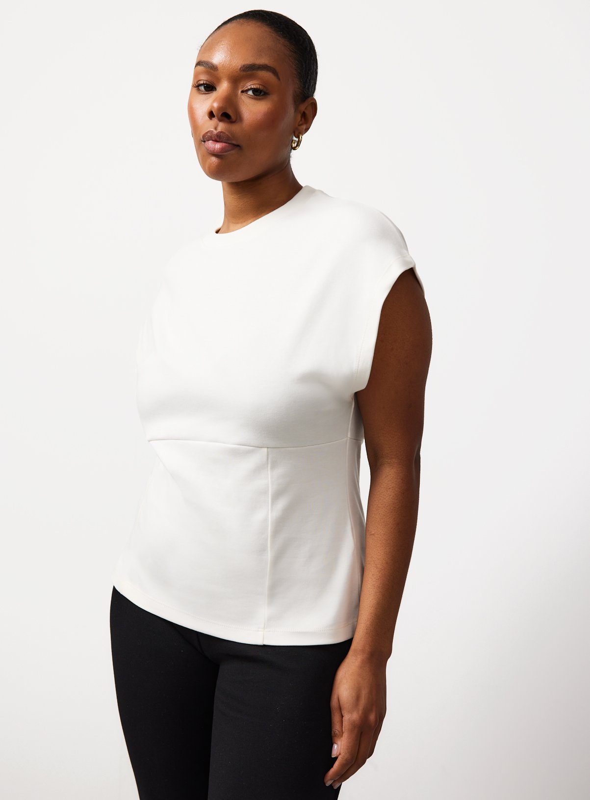 Cream Cinched Seam Detail Top 10