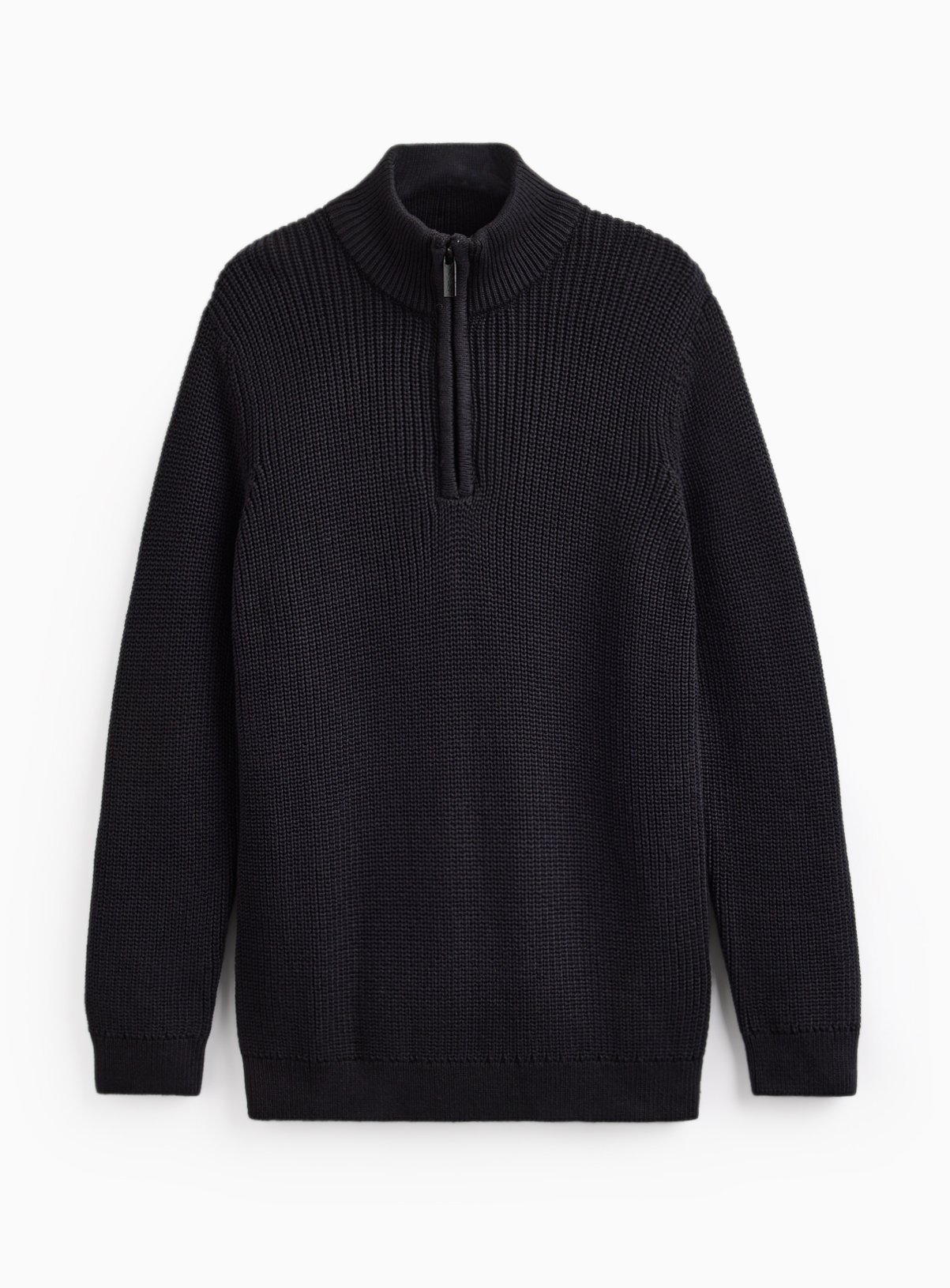 Black Knitted Quarter Zip Jumper 12 years