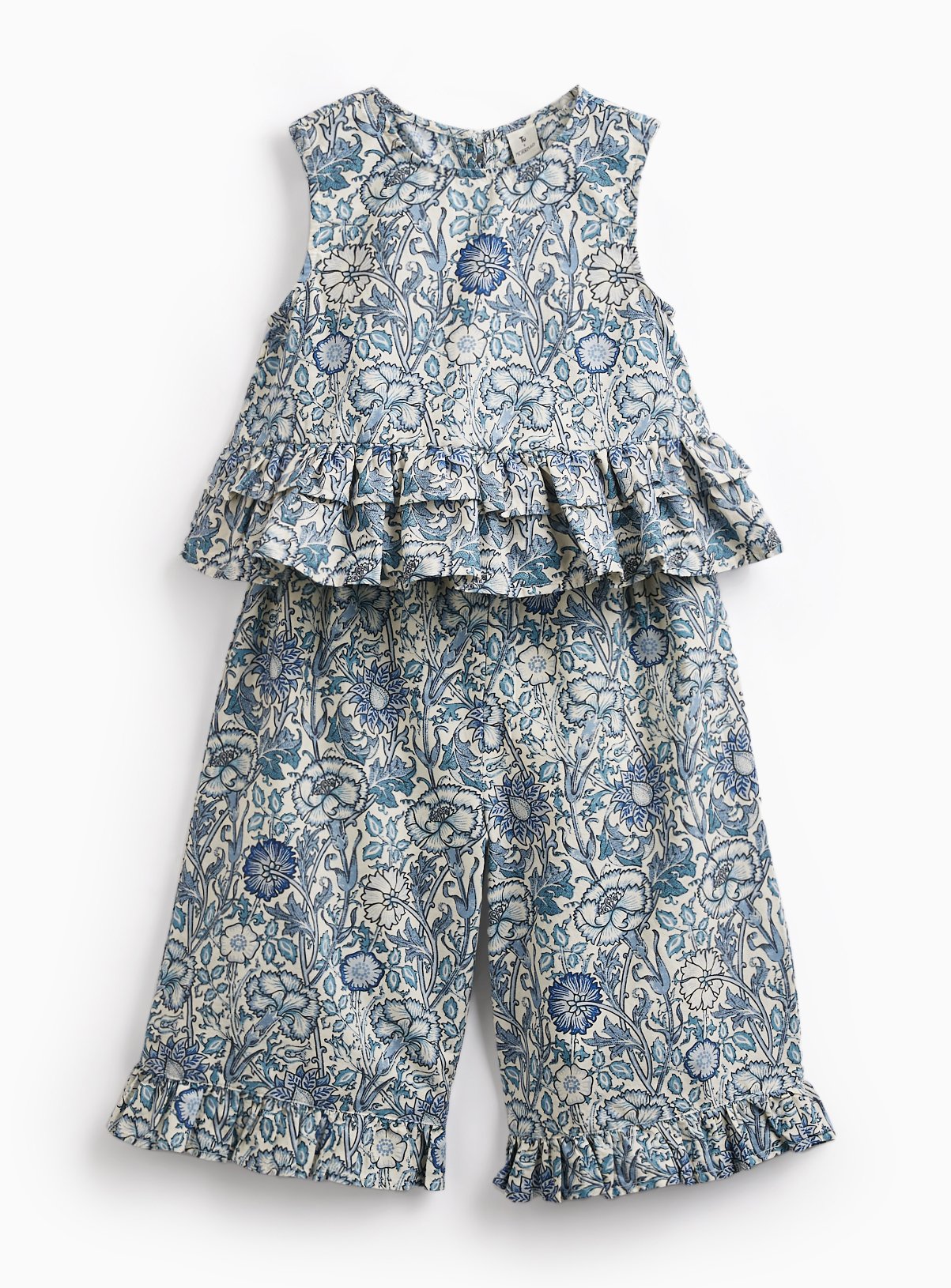 Tu x Morris & Co. Blue Pink & Rose Print Peplum Top & Trousers Set 