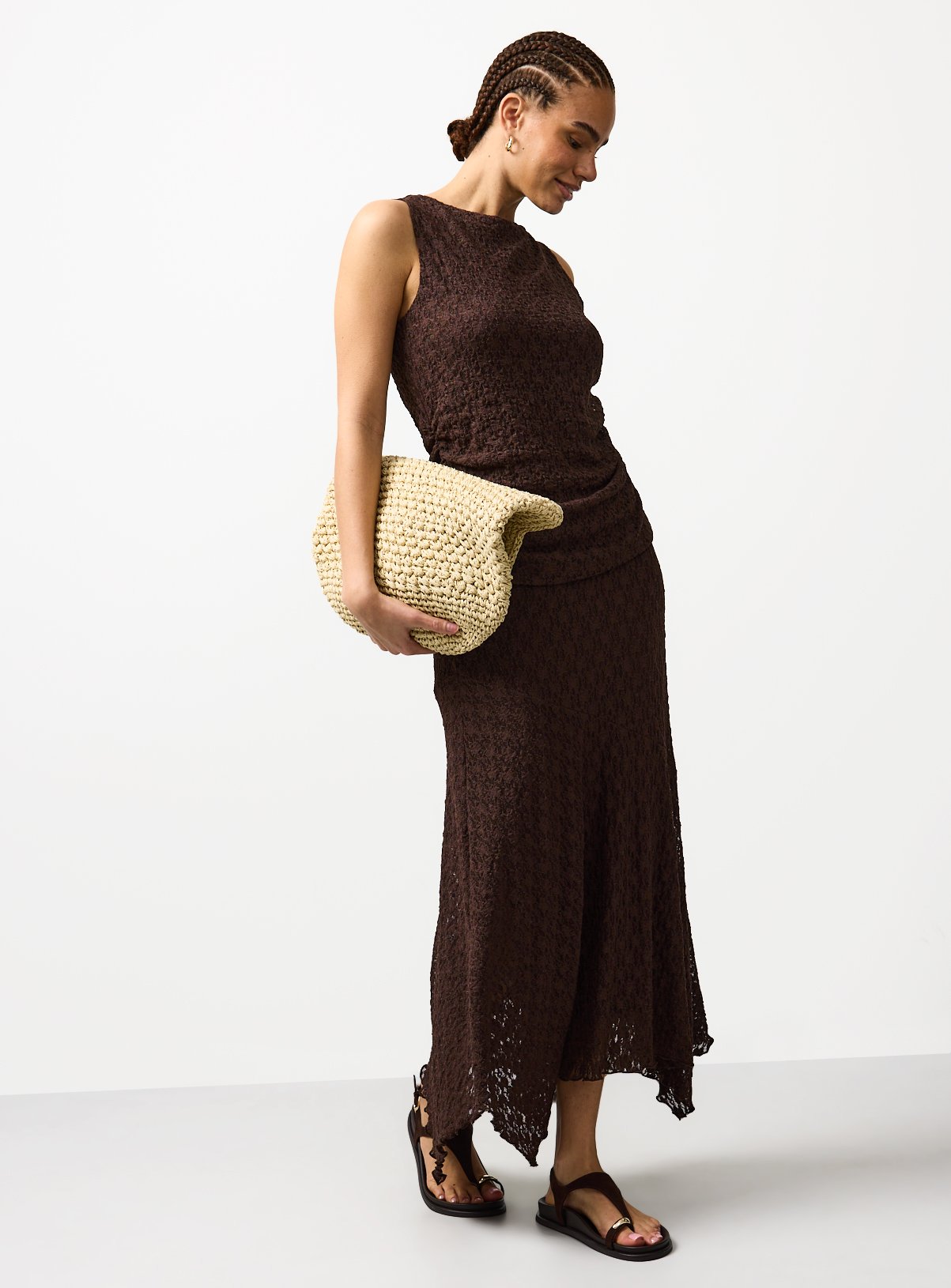 Brown Ruched Side Sleeveless Co-ord Top 20