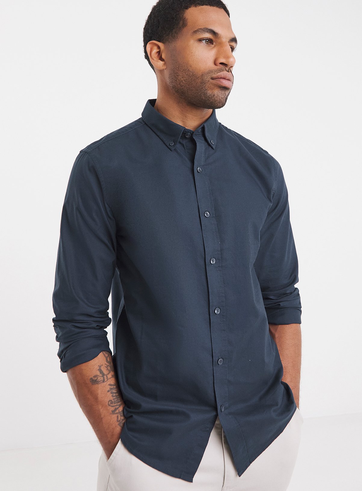 JACAMO Long Sleeve Oxford Shirt Regular Navy 