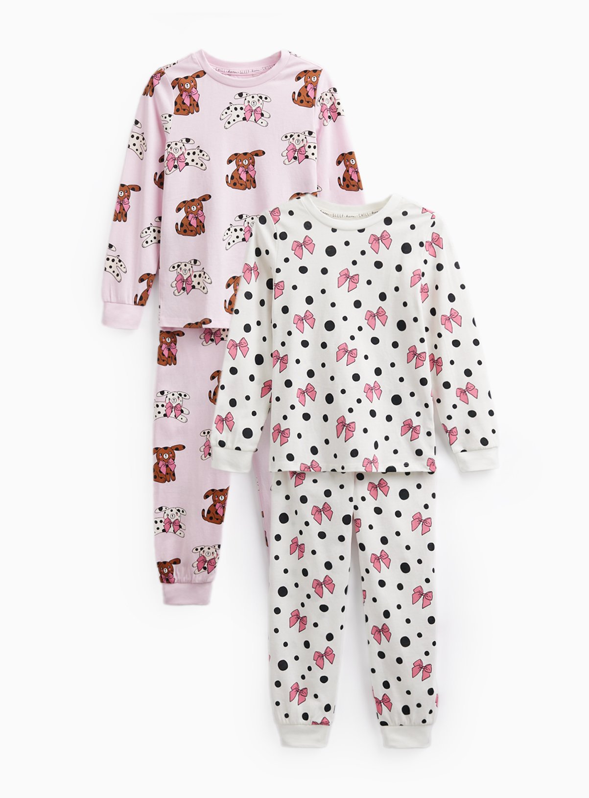 Dog & Bow Print Pyjamas 2 Pack 