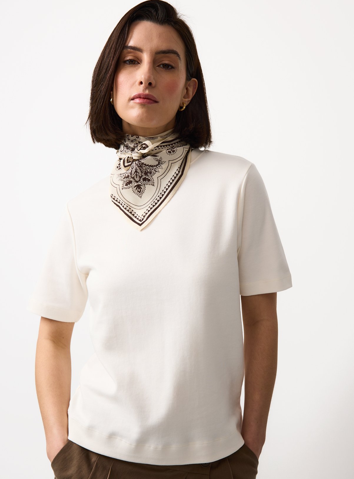 Cream Top & Paisley Scarf 
